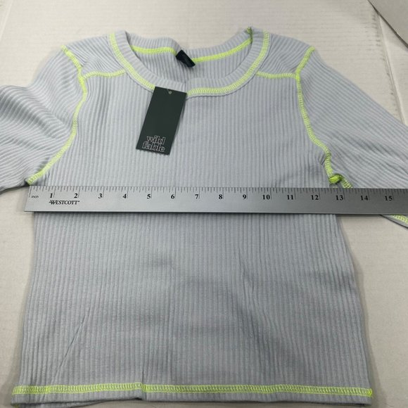 Wild Fable Women's Size XS Long Sleeve Slim Fit Baby Ribbed Tee Shirt Blue New - Picture 9 of 13